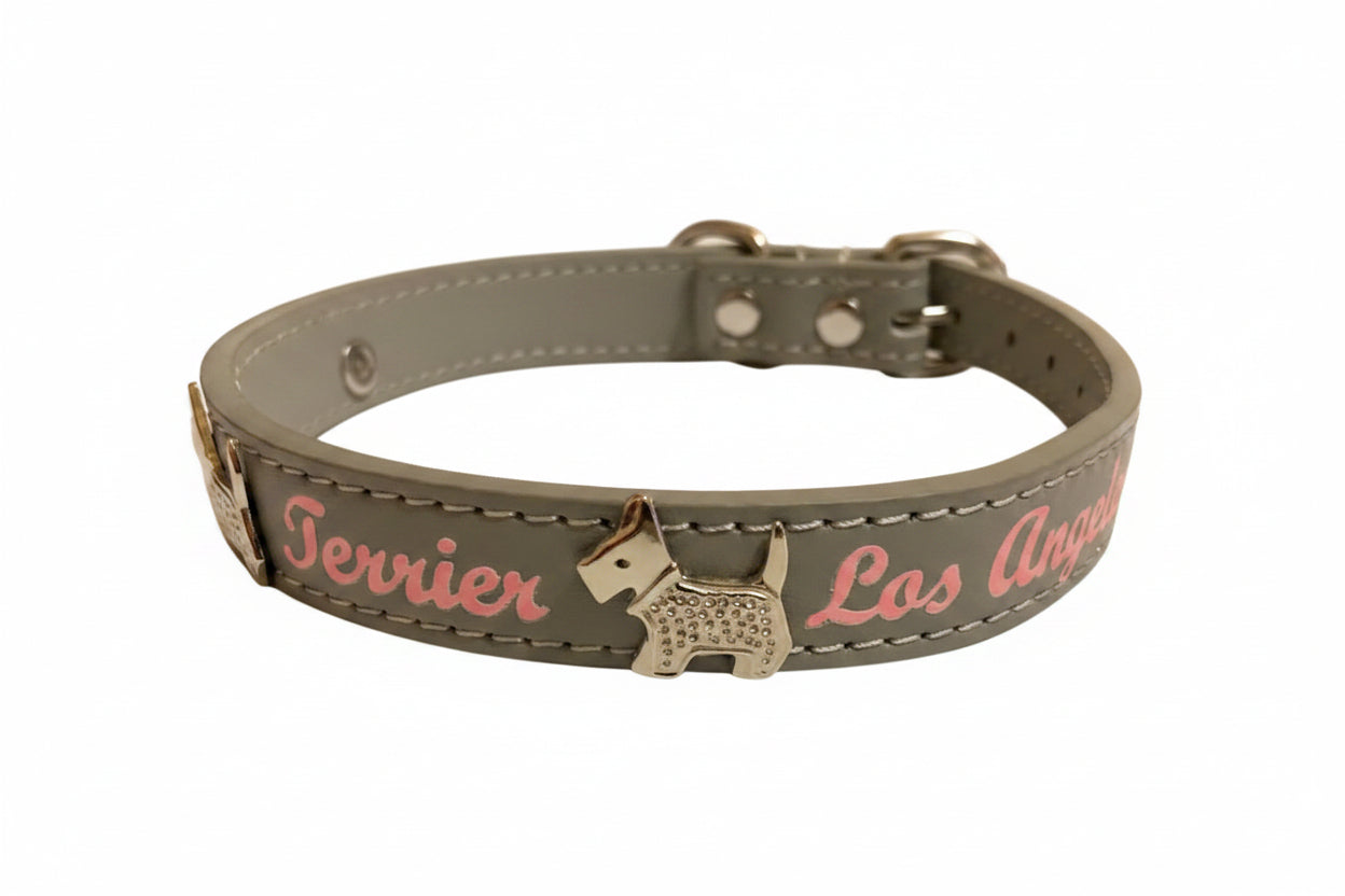SCOTTISH TERRIER Dog Collar - Grey