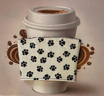 Festive Dog Bones Coffee Cup Cozies - Reversible