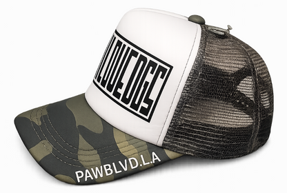 I Love Dogs Camo Trucker Hat