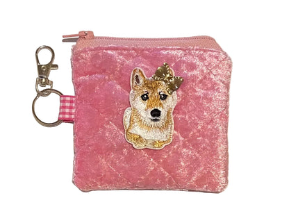 Corgi Poopie Bag Holder - Quilted Velvet Pouch