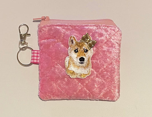Corgi Poopie Bag Holder - Quilted Velvet Pouch