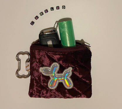 Balloon Dog Poopie Bag Holder - Quilted Velvet Pouch
