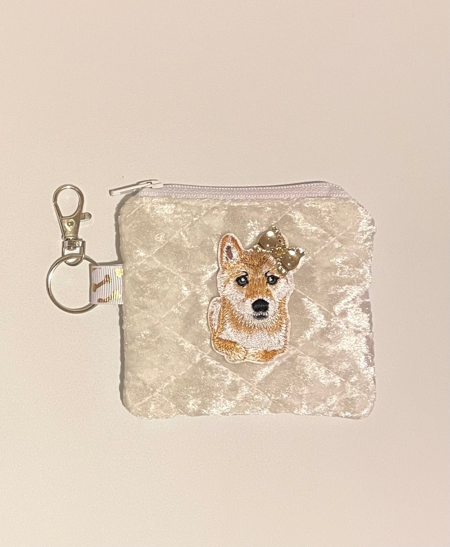 Corgi Poopie Bag Holder - Quilted Velvet Pouch