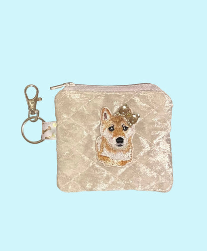 Corgi Poopie Bag Holder - Quilted Velvet Pouch