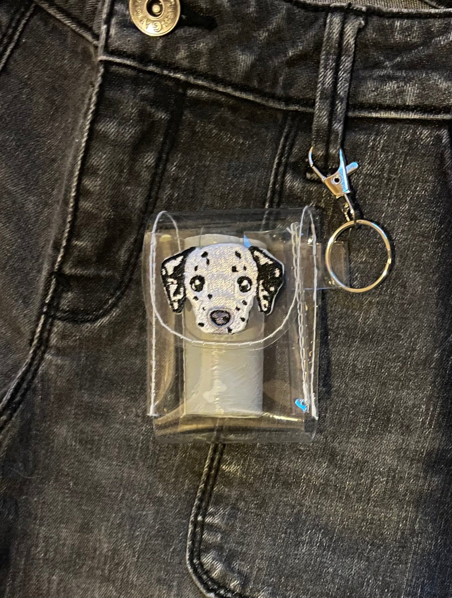 Clear Poop Bag Holder With Key ring & Clip