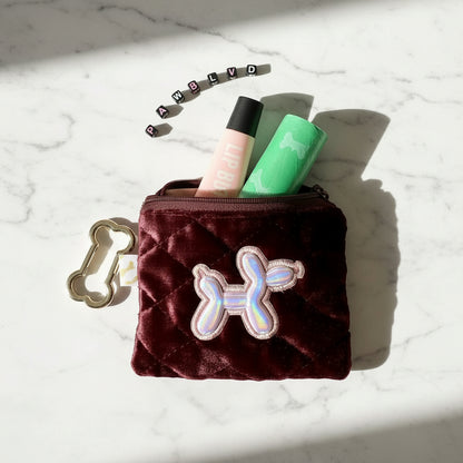 Balloon Dog Poopie Bag Holder - Quilted Velvet Pouch