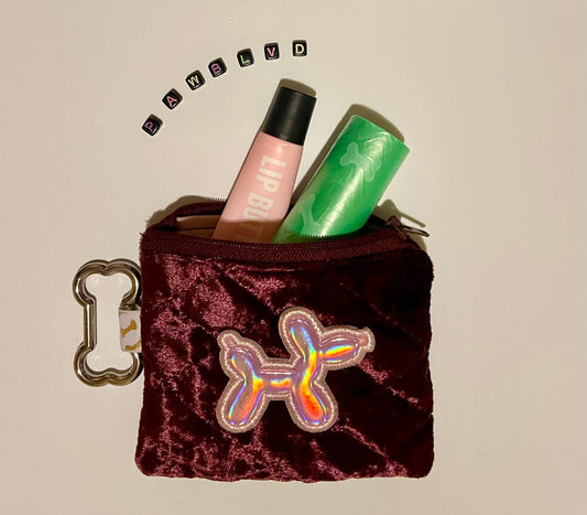 Balloon Dog - Poopie Bag Holder - Quilted Velvet Pouch