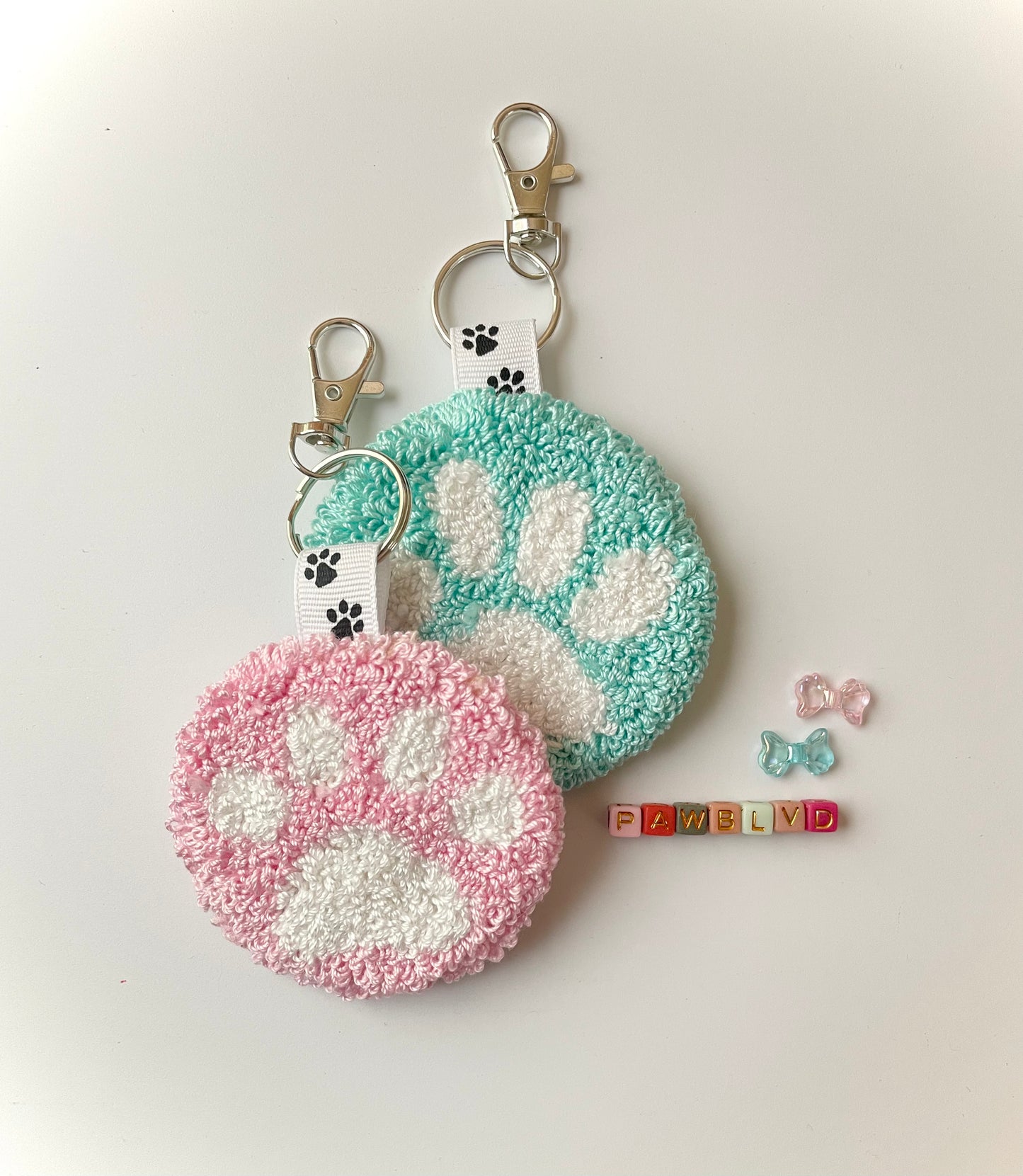 Paw Print Keychains Punch Needle Crafts