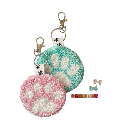 Paw Print Keychains - Punch Needle Hand Crafted