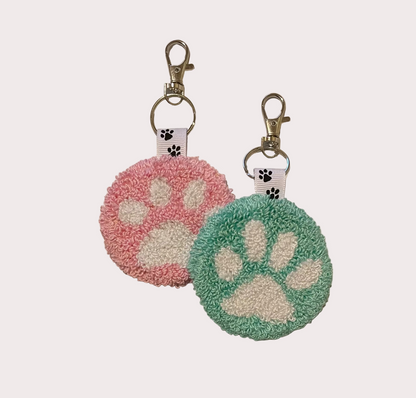 Paw Print Keychains - Punch Needle Hand Crafted